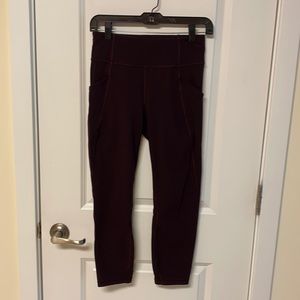 Maroon Lululemon Crop Leggings Size 6